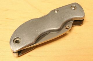 Rare Vintage Small Lock Back Pocket Knife,  Aluminum Handle,  Stainless,  Taiwan