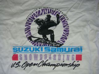 Vintage Rare 1987 Burton Us Open Suzuki Samurai Snowboard Contest Tee Shirt Larg