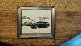 TESLA Model 3 Sketch Design Artwork - Elon Musk - RARE Framed 2