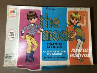 1967 Mb " The Mods Paper Dolls " 2 Paper Doll Set Big Eyed Children Go - Go Dancers