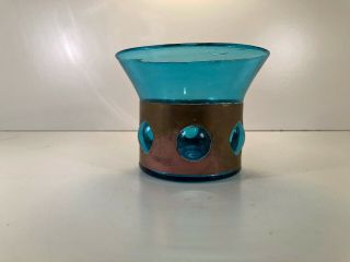 Felipe Derflingher Vintage Caged/imprisoned Cobalt Blue Glass Vase 3 1/4 Inches