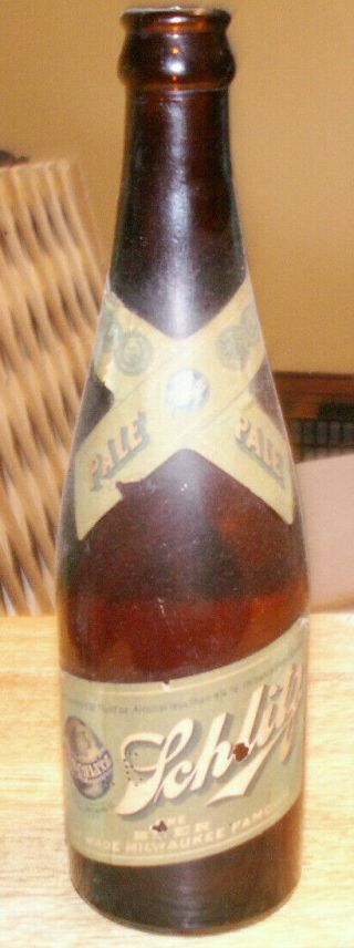 Pre Prohibition Schlitz Brew Co Milwaukee Wi Paper Labeled Bottle Rare