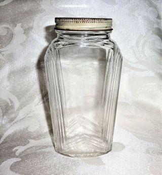Antique Vtg Drug Store Art Deco Glass Candy Jar Necco? Skyscraper Step Container