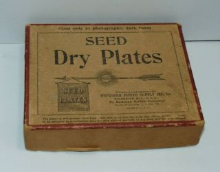 Seed Dry Plate Box By Kodak - Photo Glass Film Vintage Antique 5 Plates 4x5
