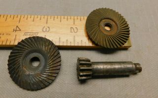 Antique Pencil Sharpener Parts 2 Nos Webster Blades / Cutter & Drive Gear