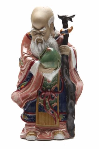 Vintage Porcelain Statue Chinese Wise Old Man Rare Figurine