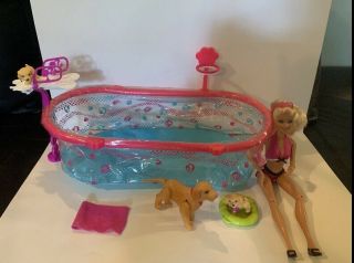 Barbie Puppy Swim School With Pool Rare And Hard To Find