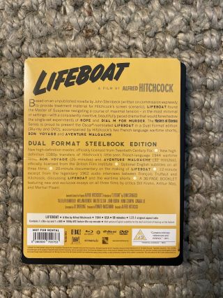 Lifeboat UK BLU RAY STEELBOOK Rare Eureka Alfred Hitchcock Region B 2
