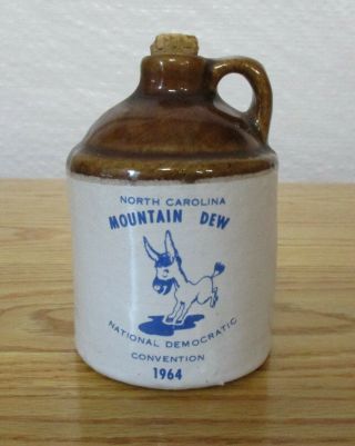 Rare Vintage Nc Mountain Dew National Democratic Convention 1964 Mini Jug Crock
