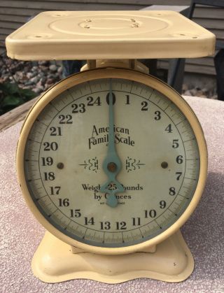 Vintage American Family Kitchen Scale/ 25lbs.  By Ounces Weighs Accurately