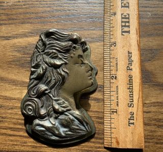 Antique Judd Mfg Co Desk Letter Note Clip Holder Figural Victorian Ladies Head