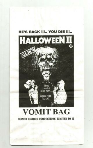 Halloween 2 Vomit Bag Rare Collectible Nm Oop Limited Edition Horror Classic
