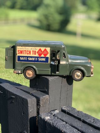 Rare 1960s Sss Japan.  Dodge Postal Delivery Truck Van Tin Friction Red Cross.  Old