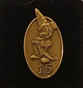 Rare Disney 15 Year Cast Member Service Award Pin Disneyland Sorcerer Mickey