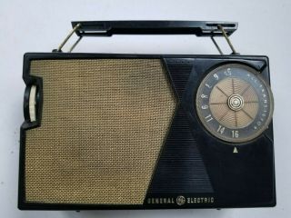 Rare Vintage General Electric Model P - 807j Transistor Radio Black 1960