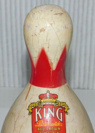 Vintage Brunswick King Red Crown Duck Pin Bowling Pin 2