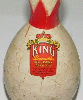 Vintage Brunswick King Red Crown Duck Pin Bowling Pin 3