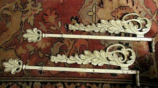 Estate Antique Pair 17 " To 26 " Extending,  Cast Iron,  Swing A Way Drapery Rods
