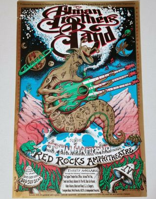 Allman Brothers Band Concert Poster 98 Emek Art Screen Print Rock Blues Folk Vtg