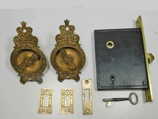 Rare Russell Erwin Locking Sliding - Pocket Door Lock,  1880 