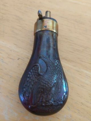 Vintage Rare Copper Brass Gun Powder Bottle Flask With Eagle
