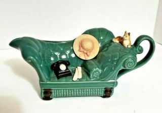 Park Rose Bridlington England Pottery Vintage Victorian Sofa Cat Pitcher Creamer