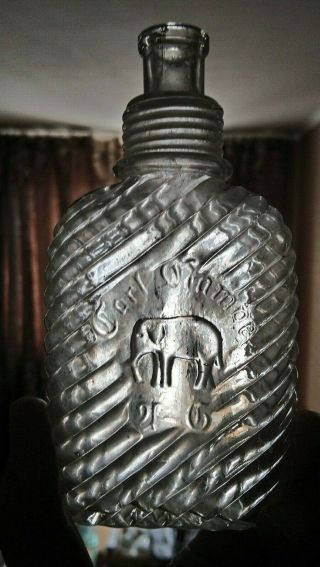 Rare Carl Mampe Berlin Antique 1915 Germany Bottle Old Glass Elephant