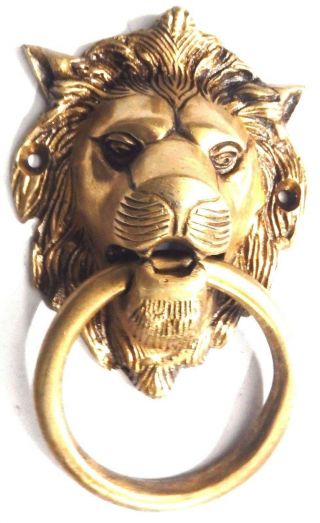 Lion Shape Handcrafted Antique Vintage Style Brass Door Knocker,  Door Pull