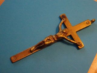 Antique 18 Century Pectoral French Priest Crucifix // Copper // 1750 - 1800