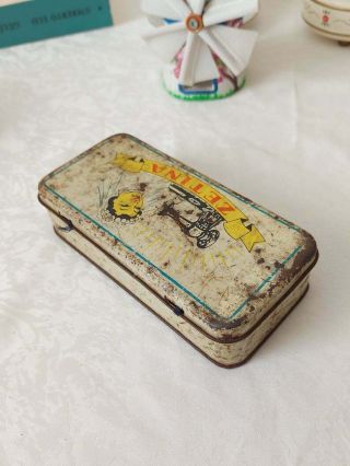 Vintage Zetina Sewing Tin Box,  Storage Box,  Blue Color Tin Container,  Antique