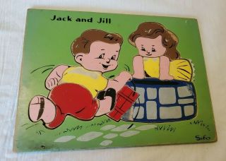Vintage Sifo Wood Wooden Children’s Puzzle Jack And Jill Nursery Rhyme Rare