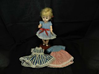 165 Vintage Blonde Doll With 3 Dresses And Slip Open/shut Eyes Plastic Body