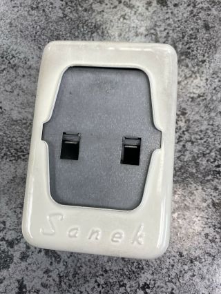 Vintage White Metal Sanek Barbers Neck Strip Dispenser Rare