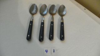 Set Of 4 Cobalt Navy Blue Washington Forge Mardi Gras Oval Soup Spoons