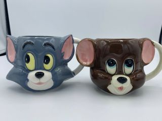 Rare Vintage 1981 Tom And Jerry Head Mugs Gorham Collectible Mgm - Set Of 4.
