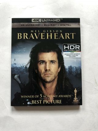 Braveheart 4k Ultra Hd Blu Ray 3 Disc Set,  Rare Oop Slipcover Sleeve No Digital