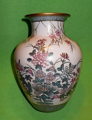 Vintage Japanese Satsuma Vase With Colorful Hand - Painted Gold Accented Flowers &