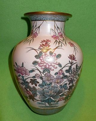 Vintage Japanese SATSUMA vase with colorful hand - painted gold accented FLOWERS & 3