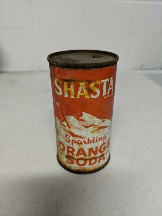Vintage Shasta Sparkling Orange Flat Top Soda Can 12 Oz Rustic Bar Antique Soda