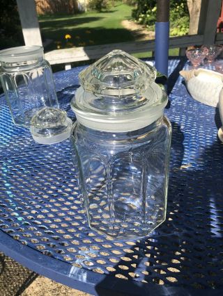 Vintage Antique Large Apothecary 10 Panel Glass Jar Canister And Lid