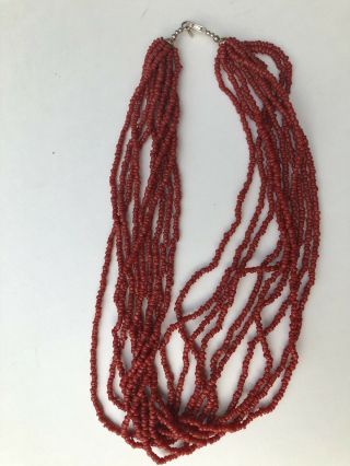 Vintage Silpada 10 Strand Coral Sterling Silver Necklace N0875