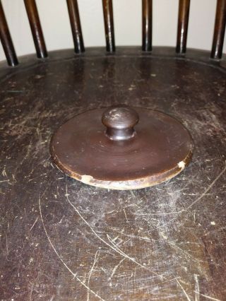Small Antique Stoneware Jar Lid 1800s Albany Slip Graze