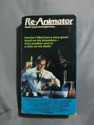 Re - Animator Vhs Unrated Vestron Rare Horror Gore Zombie Jeffrey Combs