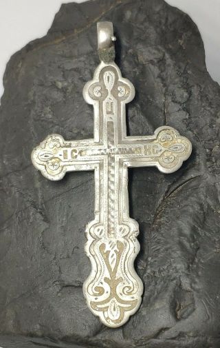 Huge Antique Imperial Russian Sterling Silver 84 Christian Cross