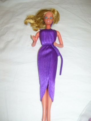 Vintage Barbie Mattel Doll 1966 Made In Taiwan Twist N Turn Purple Dress