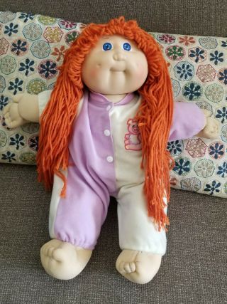Vtg 1984 Coleco Cabbage Patch Kids Girl Doll Red Hair Blue Eyes