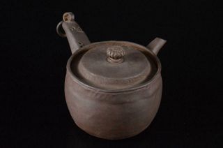 Z1115: Japanese Old Banko - Ware Brown Pottery Teapot Kyusu Sencha Tea Ceremony