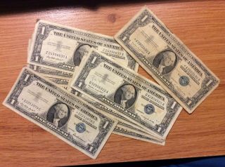 (8) 1957 A B C $1 Silver Certificates Rare Blue Seal One Dollar (2) Star Notes