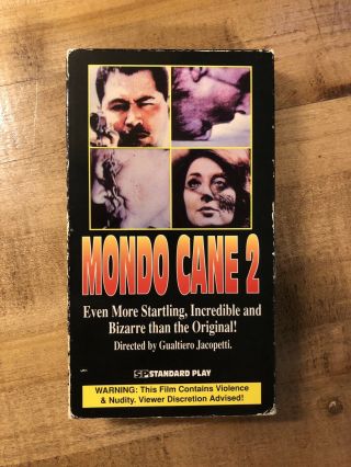 Rare Oop Unrated Mondo Cane 2 Vhs Video Tape Cult Horror Documentary Gore Shock