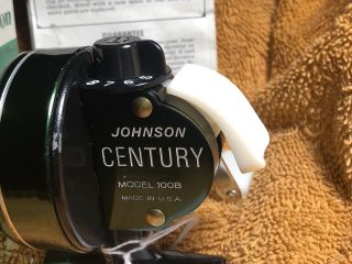 Vintage Fishing Reel Johnson Century Model 100b Made In Usa W/box,  Papers - - Read